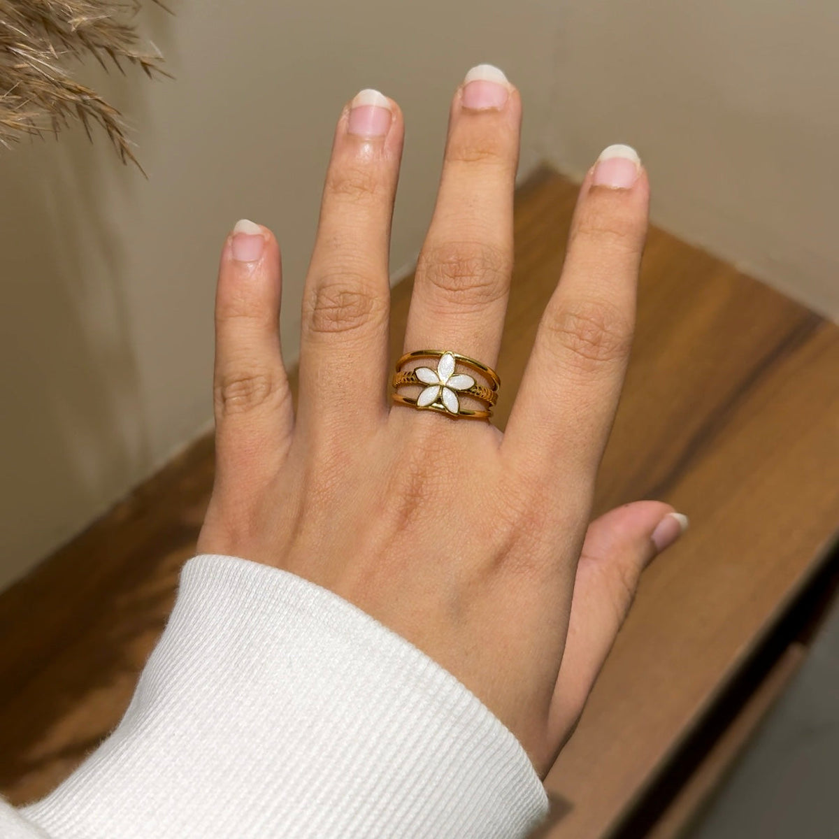 Moonlit Petal Ring