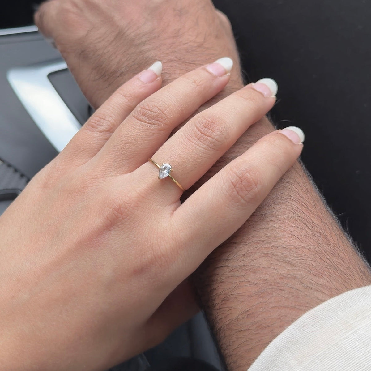 Minimal white stone ring