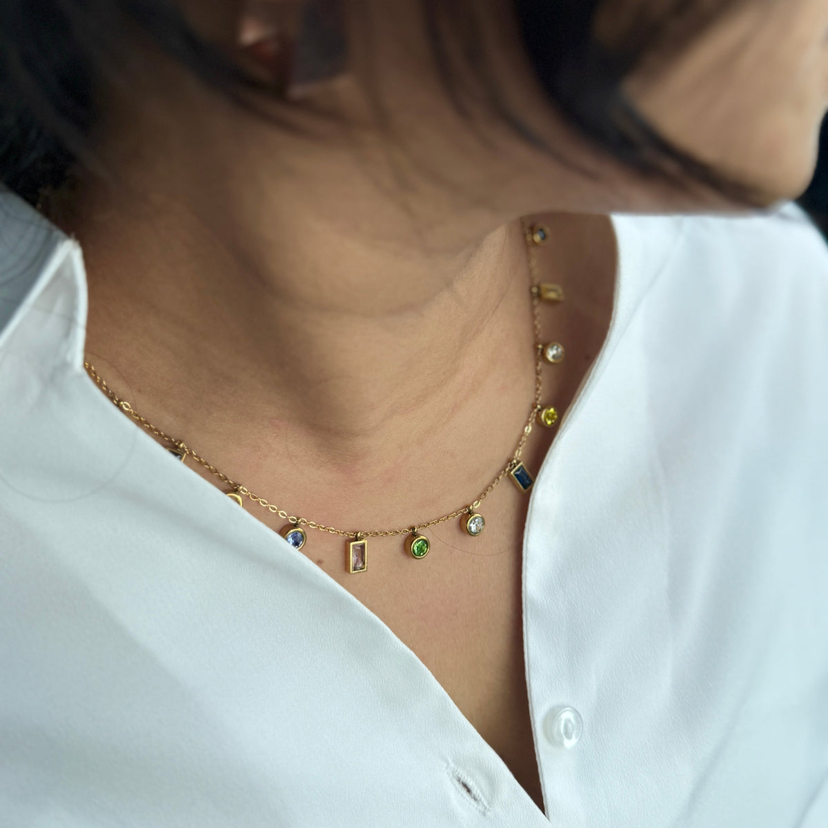 Multicolor charm necklace