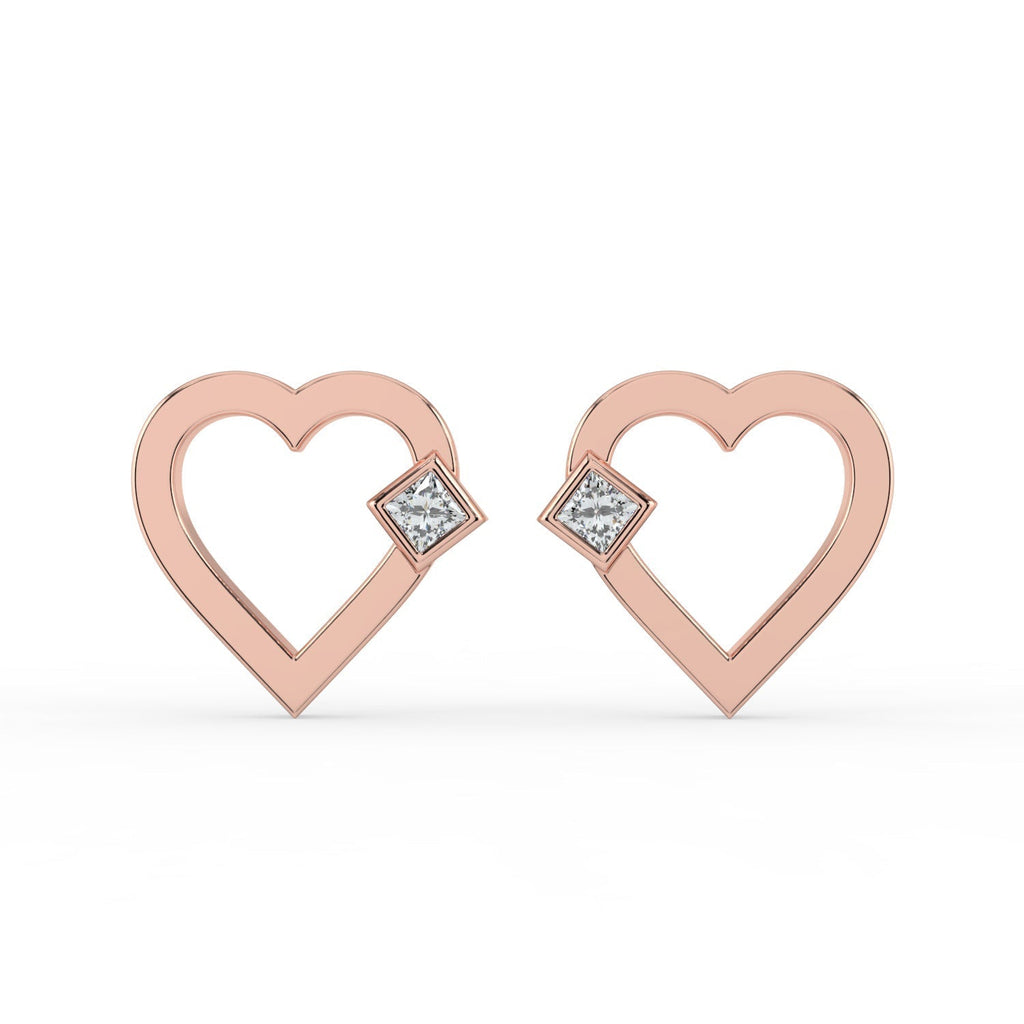 Petite Heart Lab Diamond Earrings