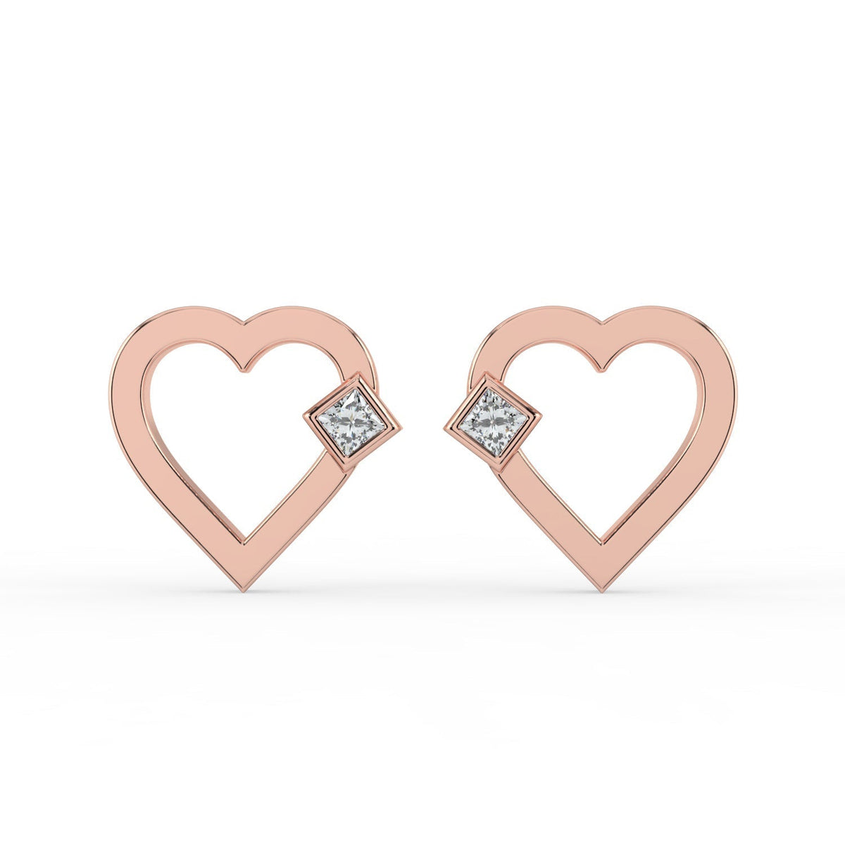 Petite Heart Lab Diamond Earrings