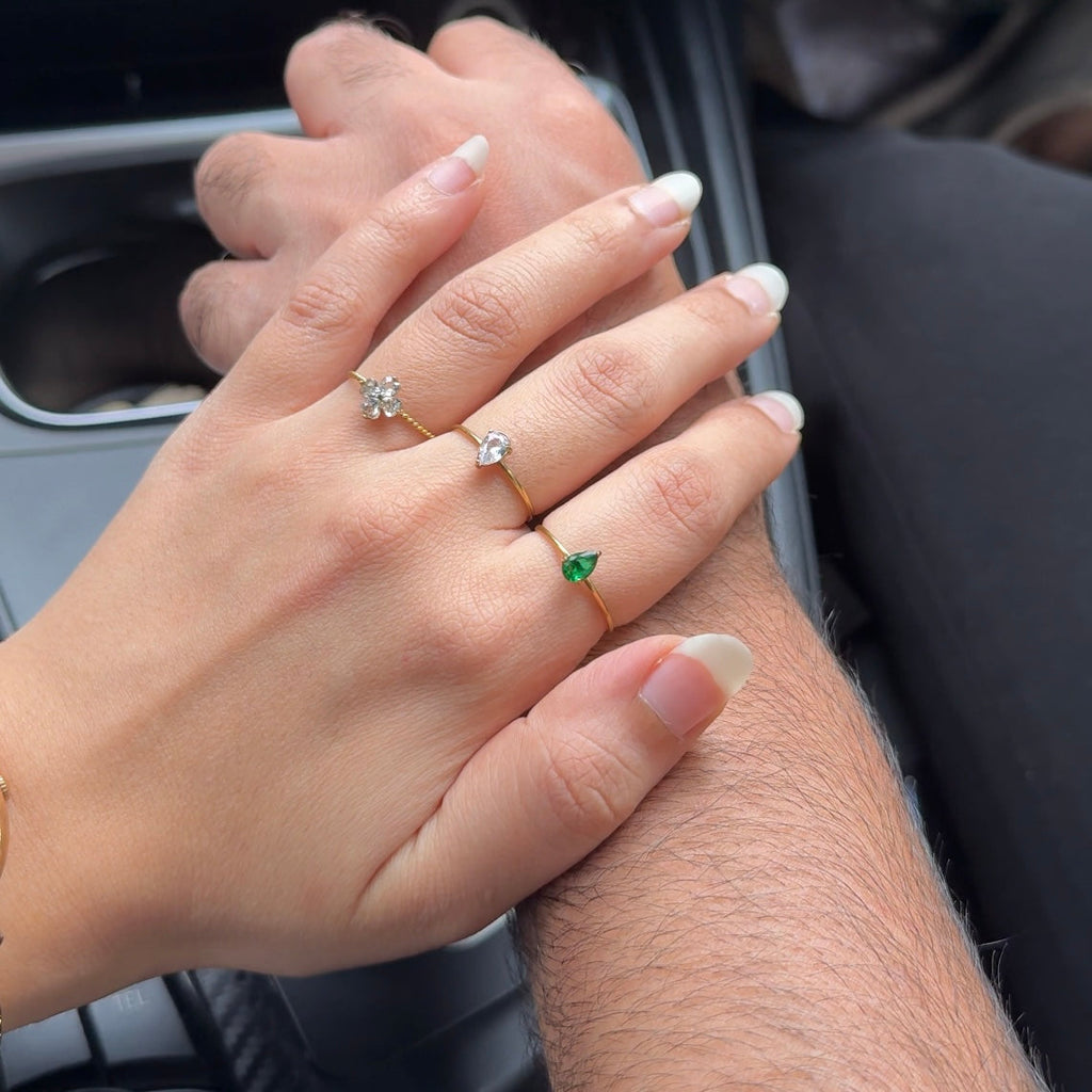 Minimal white stone ring