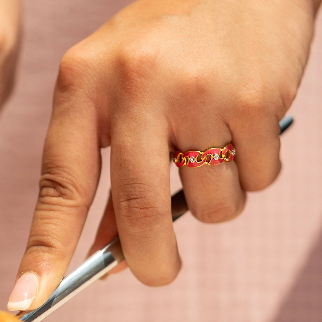 Cherry Bloom Enamel Ring