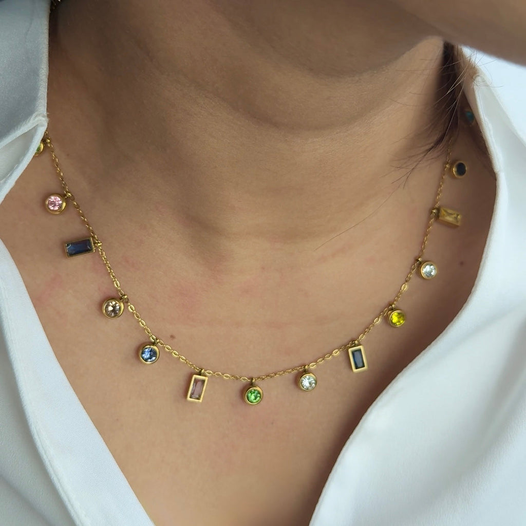 Multicolor charm necklace