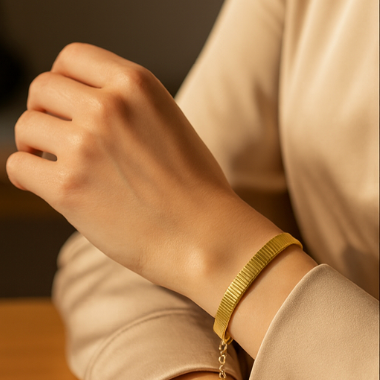 Golden Aura Flat-Link Bracelet