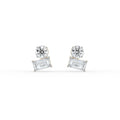 Round and Baguette Duo Studs
