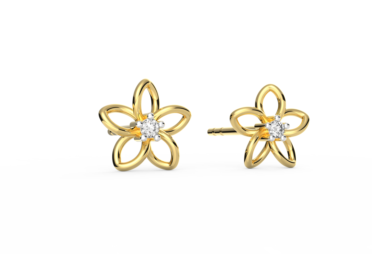 Dainty Floral Lab Diamond Studs