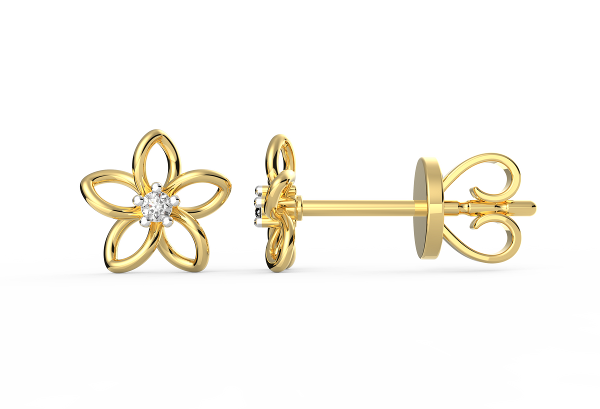 Dainty Floral Lab Diamond Studs