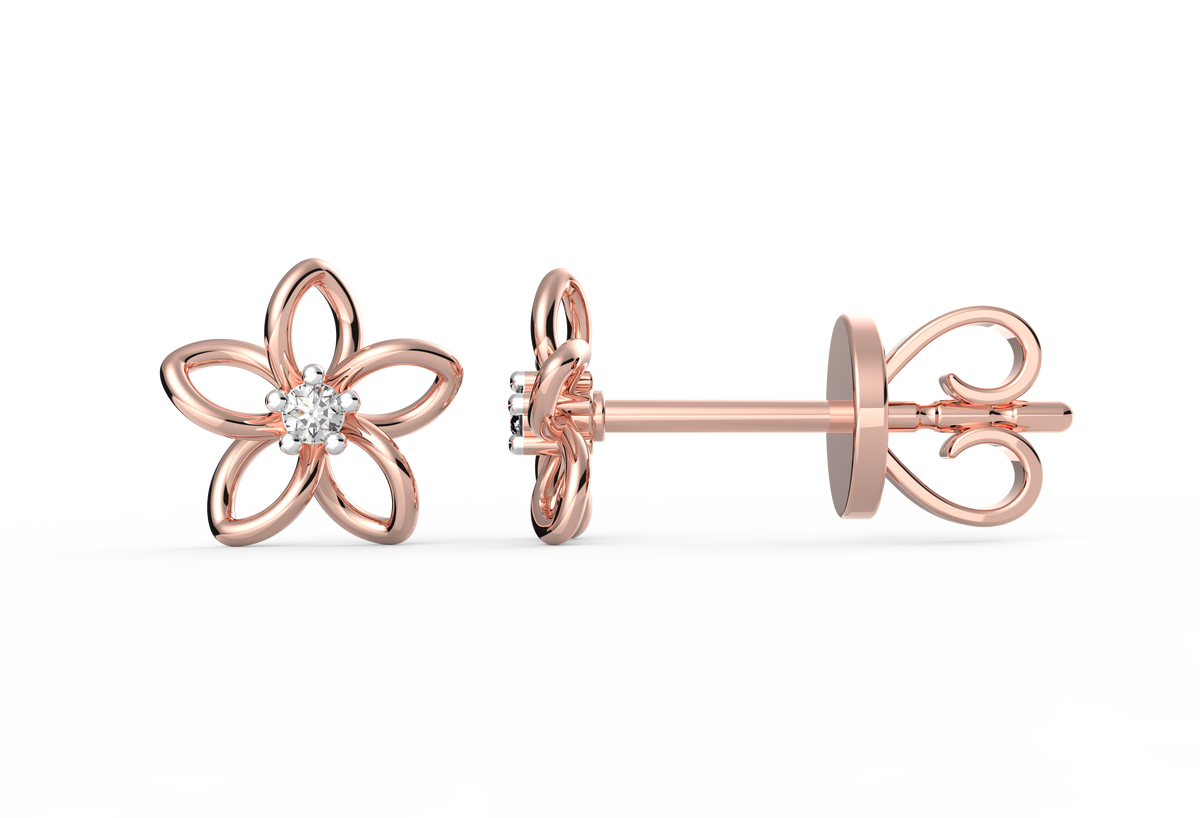 Dainty Floral Lab Diamond Studs