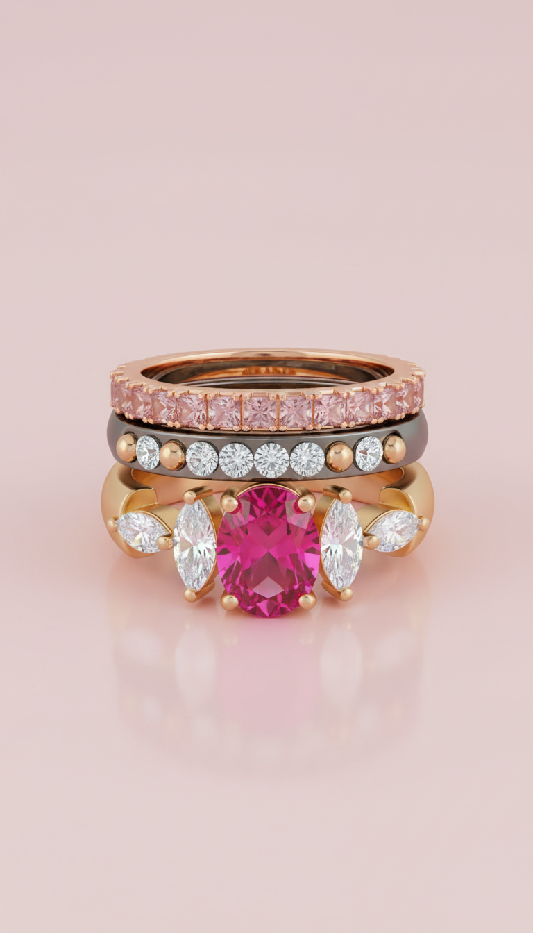 Stackable Cubic Zirconia Rings Set