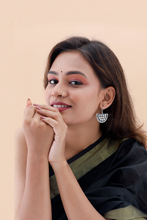 Premium Jaipuri Oxidized Set Of 9 Earrings in Elite Wooden Box