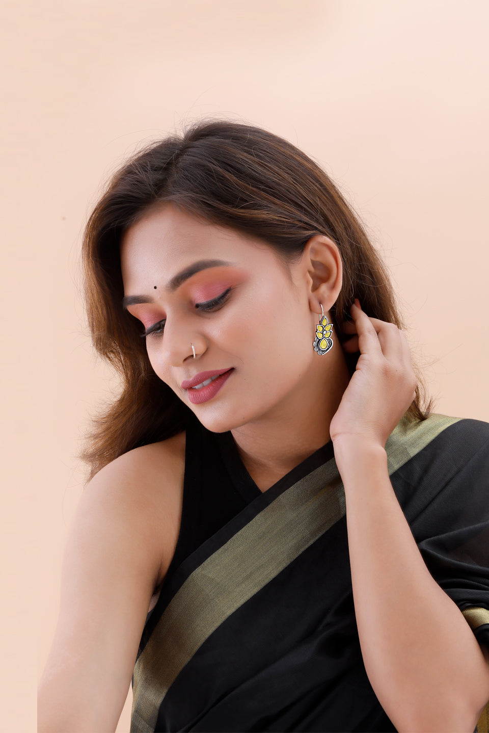 Premium Jaipuri Oxidized Set Of 9 Earrings in Elite Wooden Box