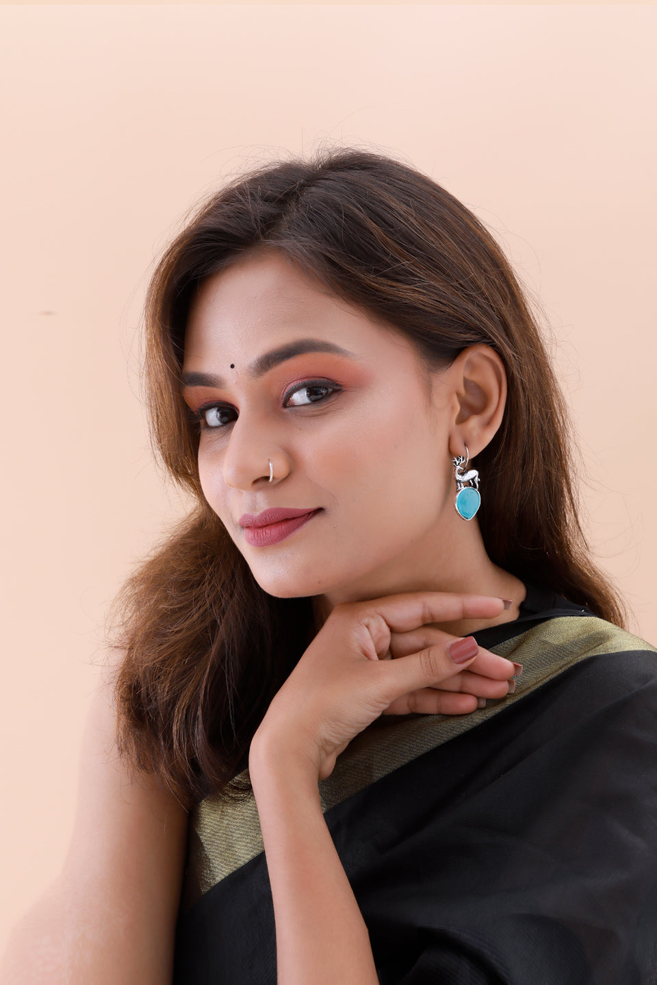 Premium Jaipuri Oxidized Set Of 9 Earrings in Elite Wooden Box